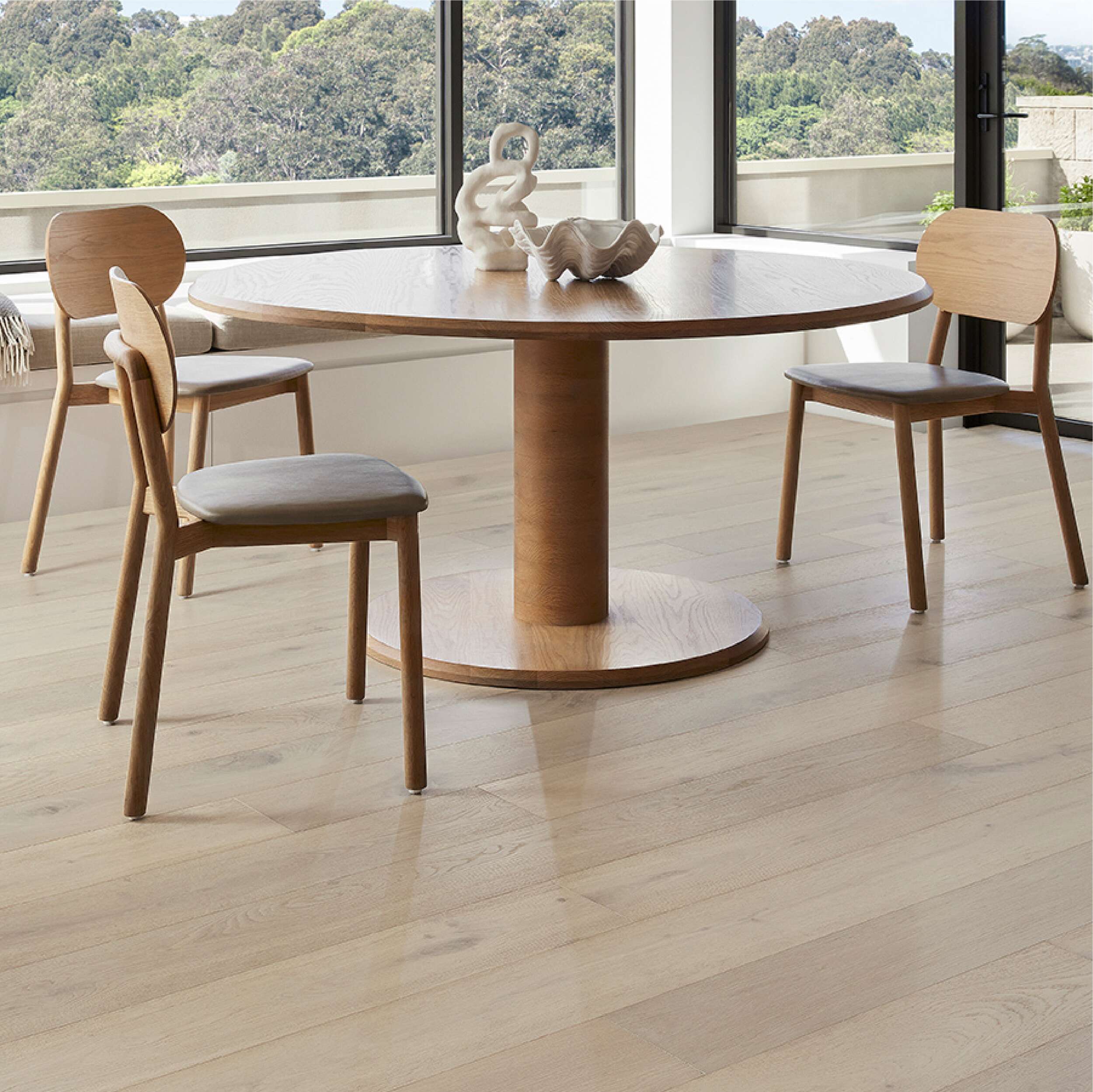 Prestige Oak engineered timber flooring in a dining room