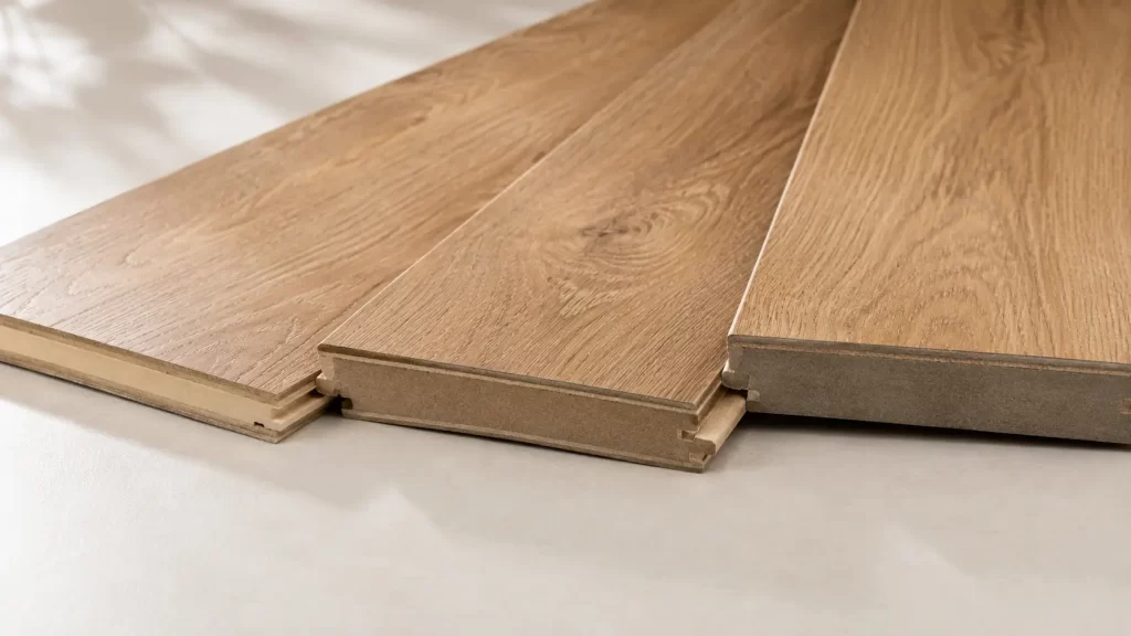 Laminate flooring planks in different thicknesses showing Sydney 2026 cost tiers